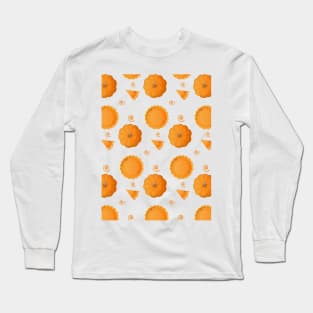 Pumpkin pie seamless pattern in cartoon style Long Sleeve T-Shirt